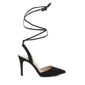 NWT black ankle tie heels